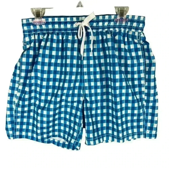 new NWT Kanu Surf Men's Swim Trunks Blue Checkered Size Medium - Picture 2 of 8